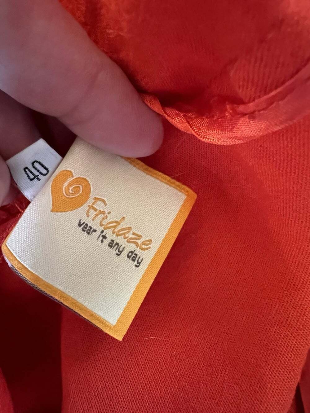 Fridaze 100% Linen Tunic XS S Orange Lagenlook Horn Buttons Hi Low Top - Picture 10 of 12
